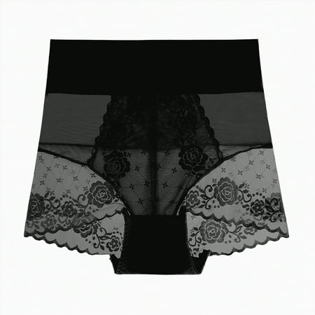 Meiodtion Underwear for Women High Waisted Thong Seamless Comfort Panties Cheeky Elastic Waist Banded Panty  Black  XL