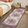 thumbnail image 2 of 2'x6' Washable Runner Rug , Non-Slip Vintage Bohemian Hallway Runner Stain Resistant Vintage Kitchen Mat Laundry Entryway Carpet Runner for Doorway Bedside, Orange/Blue, 2 of 7