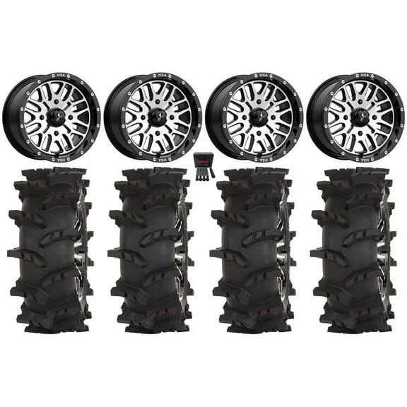 MSA Brute 15" Wheels Machined 32" Outlaw Max Tires Can-Am Maverick X3 / Honda Pioneer 1000 / Talon