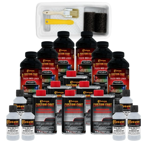 Custom Coat 36473 Air Force Gray T91 Urethane Roll-On, Brush-On or Spray-On Truck Bed Liner, 1.5 Gallon Kit with Roller Applicator Kit