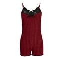 thumbnail image 4 of HUJlwoi Onesie Pajamas for Women Ribbed Knitted Lace Tunic Sleepwear Sleeveless Butterfly Graphic Cami One Piece Loungewear Trendy Nightwear, 4 of 7