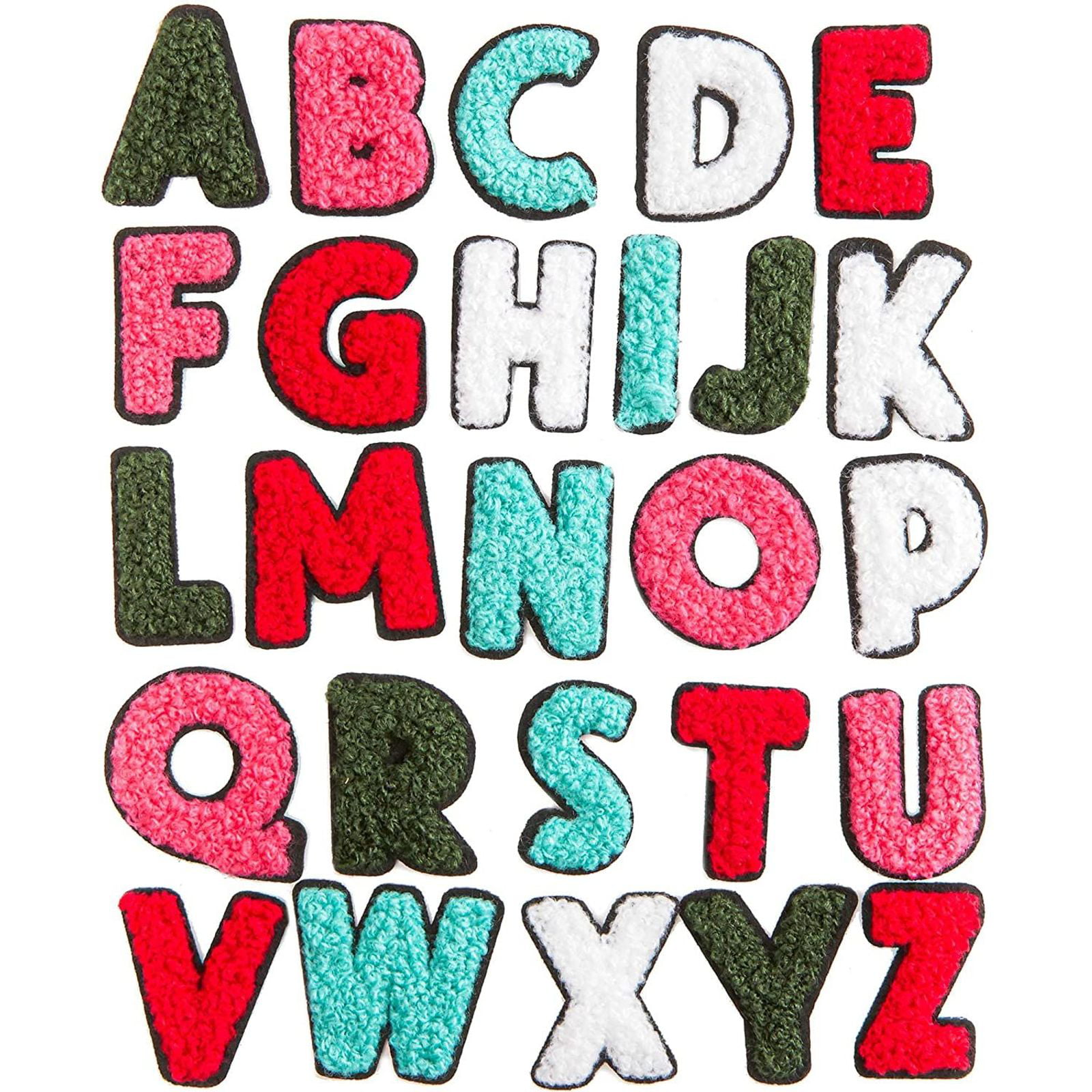 ALPHABET LETTERS EMBROIDERED IRON ON BADGE SEW ON PATCH GREEN  A-Z APPLIQUE 