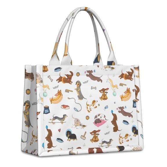 Large Capacity Tote Bag,Cartoon Dachshund Handbag Fashion Luxury Tote Bag,15.7"x13"x 5.1" Inches,Laptop Compatible