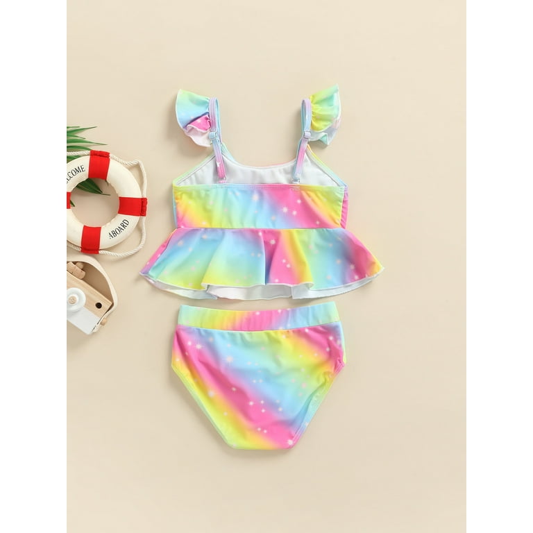 Dyfzdhu Girls Swimsuit Bikini Two Piece Suit Pattern Holiday Cute Bathing  Girls Solid Set Girls Swimwear