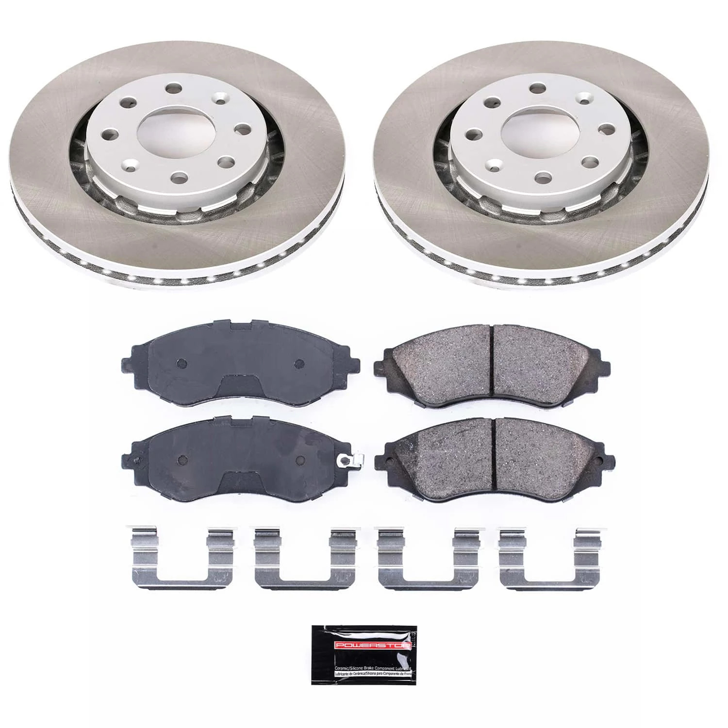 PowerStop Front Semi-Coated Rotor and Low-Dust Ceramic Brake Pad Kit SC5893
