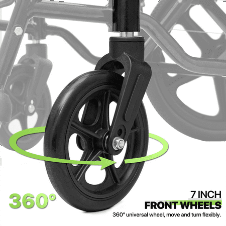 Magshion *FDA APPROVED* Transport Wheelchair With Flip Back Footrests, Folding Transport Chair with Seat Belt, Folding Wheelchair for Storage and Travel, 250lbs Weight Capacity, Black