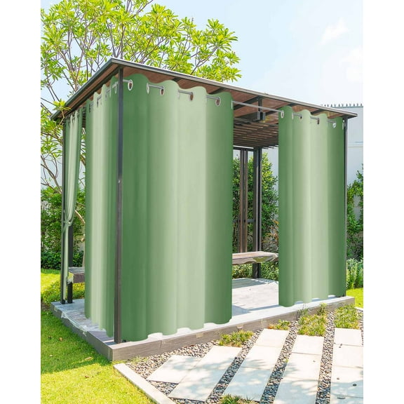 Outdoor Curtains for Patio Ombre Abstract Gradient Forest Green Waterproof Privacy Outside Curtains with Tiebacks Grommet Top Pergola Curtains for Porch Cabana Gazebo 2 Panels, 54x108 inch