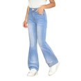 thumbnail image 6 of Mercatoo Ripped Flare Jeans for Girls Kids Wide Leg Elastic High Waist Bell Bottom Denim Pants Slim Fit Y2𝗞 Streetwear Trousers, 6 of 7
