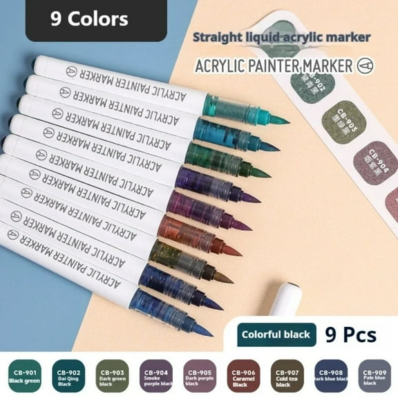 Acrylic Paint Pens, Paint Markers Paint Pens, Brush Tip for Rock Painting, Wood, Canvas, Stone, Ceramic, DIY Crafts Making Art Supplies-with Orange Green Blue Purple Pink Skin Color