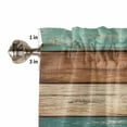 thumbnail image 5 of Teal Turquoise Curtain Valance for Windows/Kitchen/Living Room/Bedroom, Retro Farmhouse Wood Grain Brown Rod Pocket Window Treatment Short Drape Topper Small Tier Cafe Curtains Panel 54X18, 5 of 8