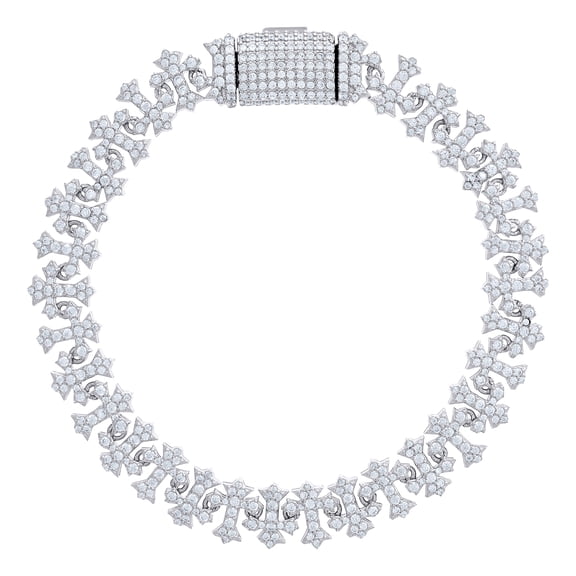 925 Sterling Silver Mens Cubic-Zirconia Crosses Link Fashion Bracelet 10mm Size 7 Inches