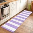 thumbnail image 3 of Purple Striped Large Area Rugs for Bedroom Living Room, Soft Non Slip Carpet Bedside Rug, Modern Farmhouse Purple White Stripes Rectangular Floor Cover Kitchen Accent Rug 2'x6' for Dining Room/Office, 3 of 9