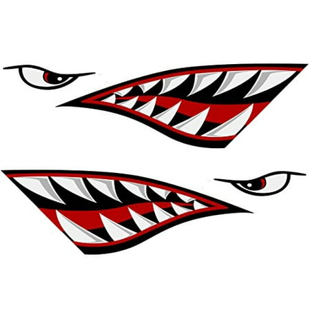 Alemon Shark Teeth Mouth Reflective Decals Graphics Sticker Fishing ...