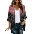 thumbnail image 3 of JURANMO Women's Floral Print Chiffon Cardigans Puff Sleeve Kimono Cardigan Loose Cover Up Casual Blouse Shugs Tops Red XXXXL 50 Percent off Sales Today, 3 of 6