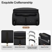 TIAWOLT Multi-functional 16-Inch Underseat Carry on Luggage With Wheels Softside Lightweight Compact Travel Business Suitcase bag for Pilots and Crew,Black