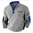 thumbnail image 4 of TOUMENY Men Sweater Zip Mock Neck Long Sleeve Casual Pullover Fall Winter Loose Solid Knit Tops Gray XXXL, 4 of 5