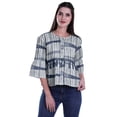thumbnail image 4 of Moomaya T-Shirt à Col Rond pour Femmes à Manches Évasées, Haut Court en Coton Imprimé, Haut Décontracté, 4 of 4