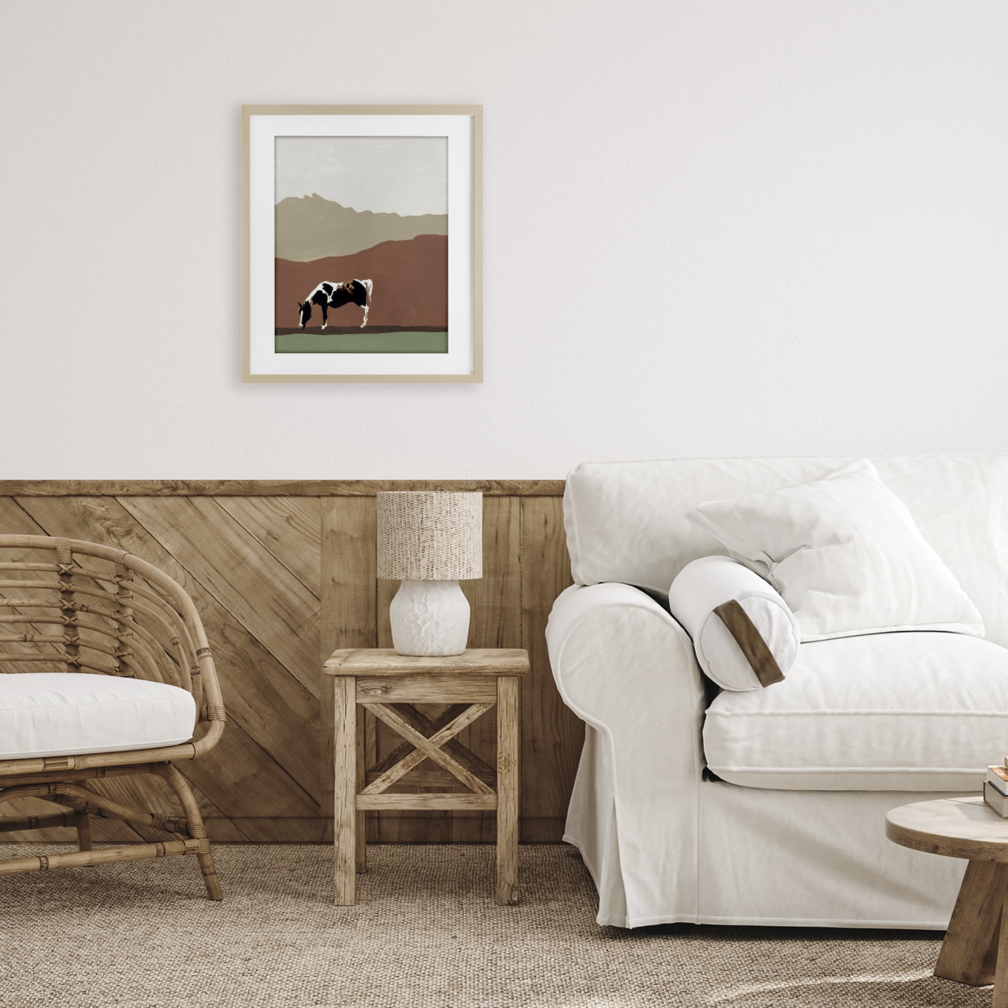 Stupell Industries Modern Mountains Horse Birch Framed Print Under Glass, design by Patricia Pinto