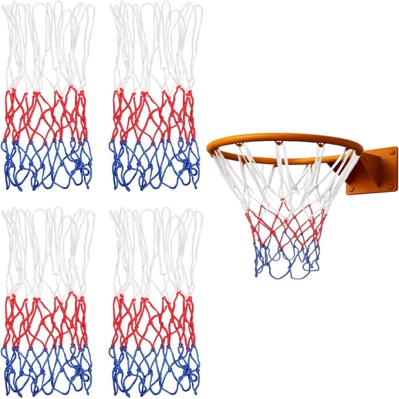 4 Pcs Small Net Replacement for 8 Loops Mini Basketball Hoop, Rainproof Sunscreen for All-Weather 8"-10.25" Rims Basketball Hoop Net for Indoor and Outdoor Replacement Net