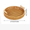 thumbnail image 3 of Clearance Under $5!Yyuenw Rattan Woven Round Basket, 10.8 Inch Round Rattan Woven Serving Tray with Handles for Bread Fruit Vegetables, Restaurant Serving & Tabletop Display Baskets, 3 of 5