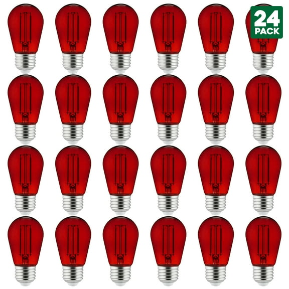 24-Pack of Sunlite LED Transparent Red Colored Medium Base (E26) Bulb - Parties, Decorative, and Holiday 15,000 Hours Average Life