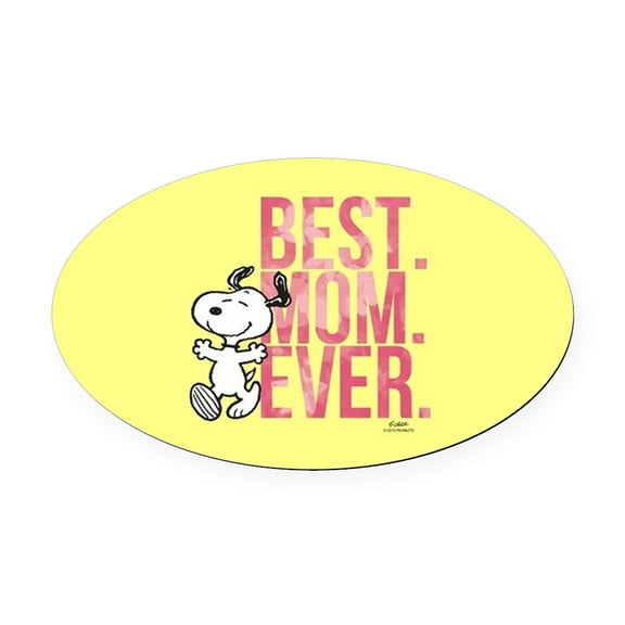 CafePress - Snoopy Best Mom Ever Full Bleed - Oval Car Magnet