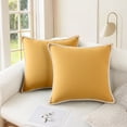thumbnail image 2 of REGALWOVEN Pack of 2 Decorative Throw Pillow Covers Soft Solid Cushion Cases with Trim for Couch Sofa Bed Living Room Yellow 18" x 18", 2 of 7