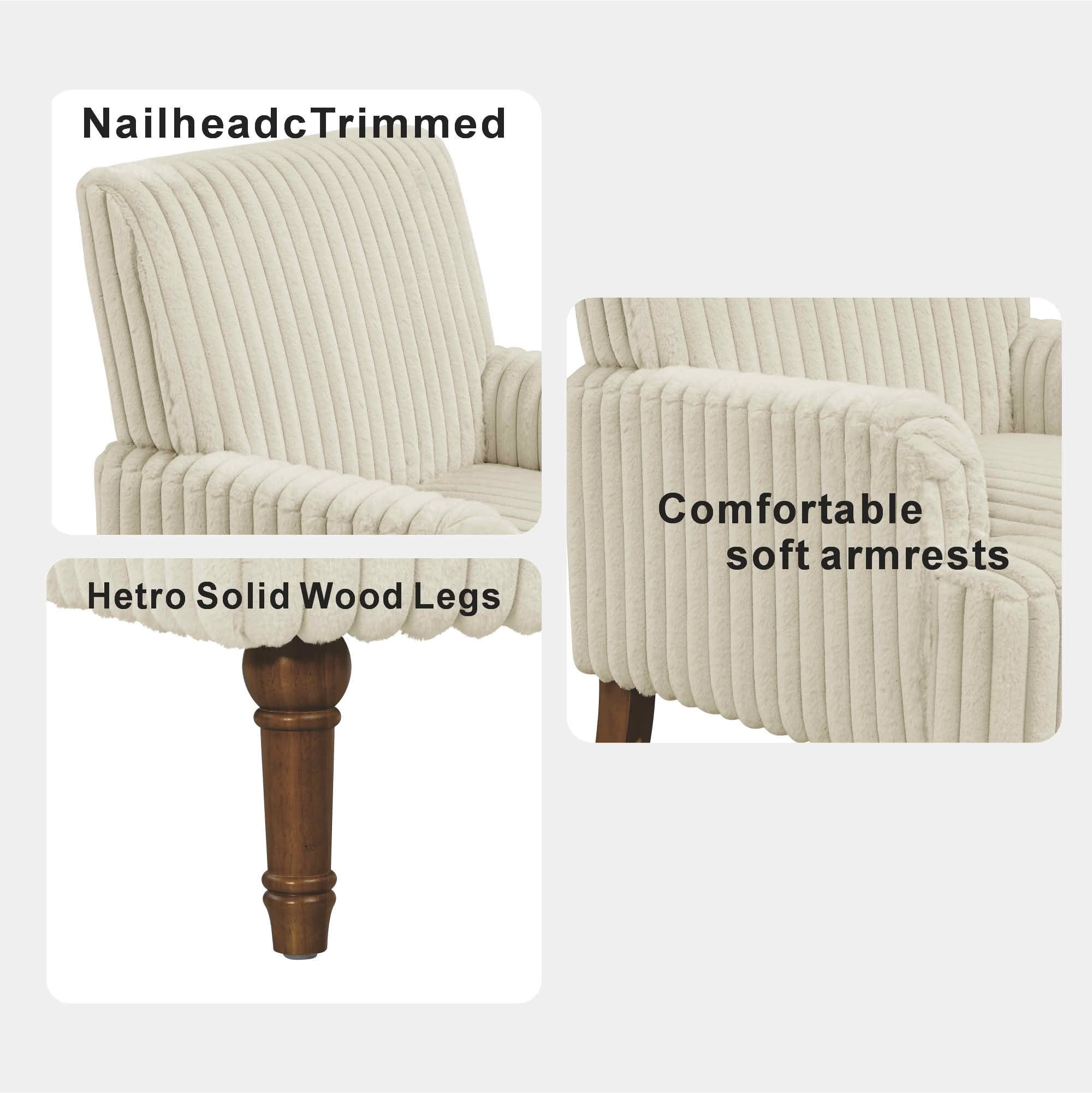 MAYEERTY 30 In Wide-Wale Corduroy Accent Chair, Plush Upholstered, Solid Wood Legs, Beige