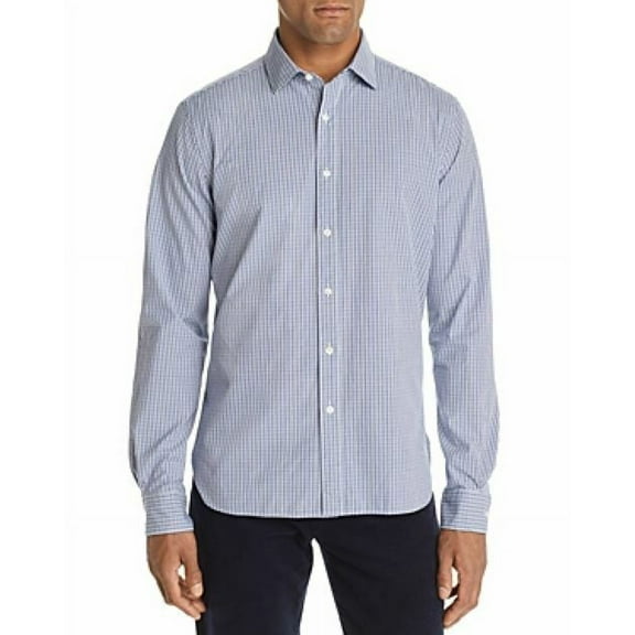 The Men's Store  Check-Print Classic Fit Shirt Navy-2XL