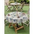 thumbnail image 4 of Outdoor Tablecloth with Umbrella Hole for Patio/Picnic/Party/Camping, Blue Green Floral Waterproof Table Cloth Round Cover Washable, Retro Country Spring Flowers Botanical Beige (Dia 54"), 4 of 9