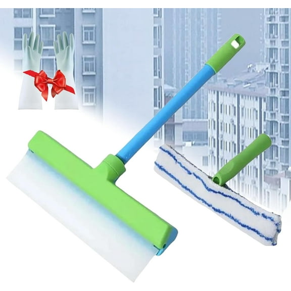 Byblix Recyclable Silicone Window Squeegee Kit, Aquaswipe Silicone Squeegee ,12 Inch Multifunctional Cleaning Tools, with Silicone Squeegee & Microfiber Scrubber for Shower Glass Mirror Door Car