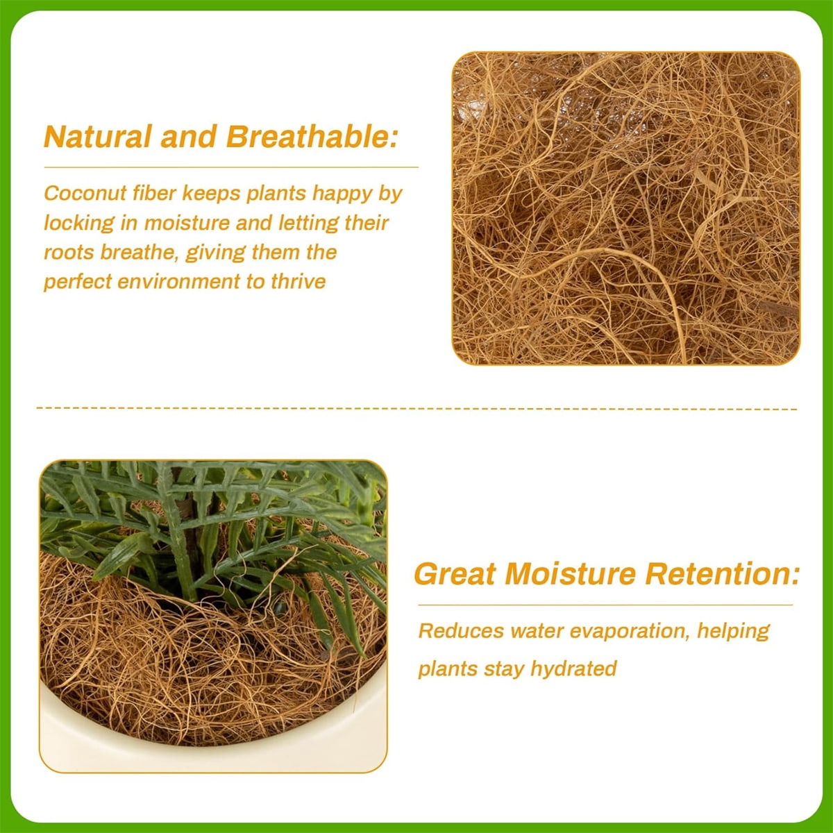 Tutuviw Long Coconut Husk Fiber Mulch Silk,Pure Coconut Shell Fiber for Bird Nest,Plant Coconut Fiber Substrate,Clean Coconut Shell Moss Covering for Orchids Pot Plant (0.55 Pounds)