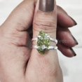 thumbnail image 4 of Natural Peridot Ring, Rough Peridot Gemstone Ring, August Birthstone, Hammered 2 Band, 925 Sterling Silver, Womens Ring, Christmas, Thanksgiving, Handmade, Statement Jewelry, Rough Gemstone Jewelry, 4 of 4