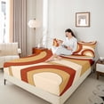 thumbnail image 4 of Homewish Abstract Circle Stripes 4 Pieces Queen Sheet Sets for Female Men Women,Retro Geometric Lines Ultra Soft Flat Sheet,Minimalist Mid Century Queen Fitted Sheet,Luxury Bedroom Decor, 4 of 7
