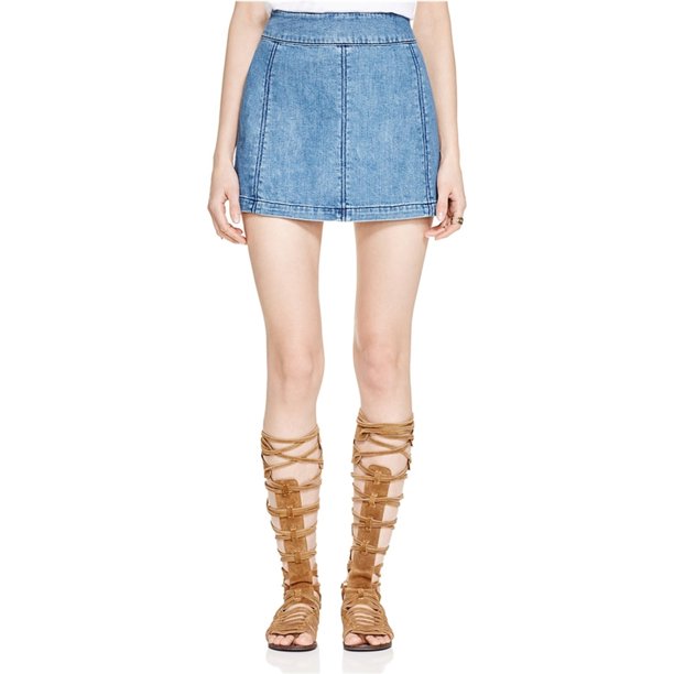 Minifalda de mezclilla para mujer Free People, azul, 0