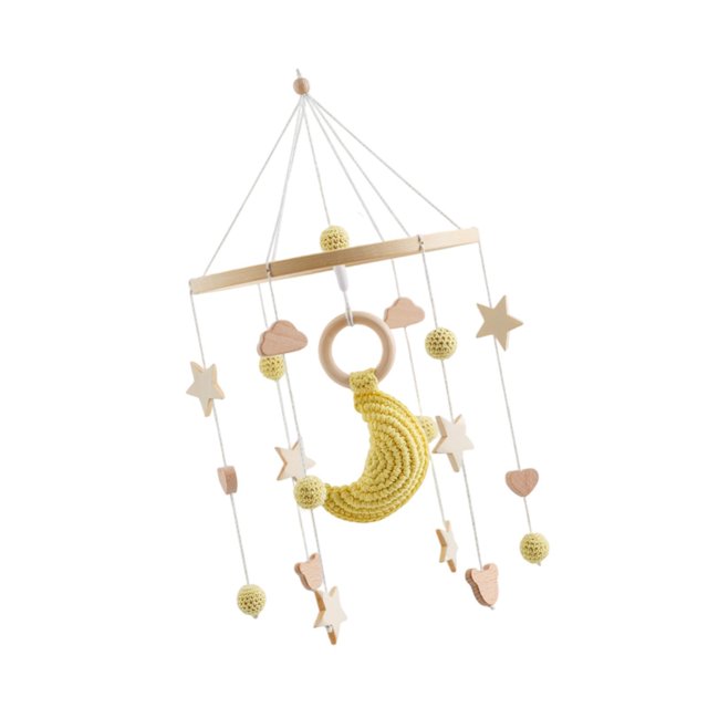 Móvil sensorial para cuna de bebé, campana de madera para cuna, campana de viento colgante de dibujos animados para bebés, niños y niñas. luna