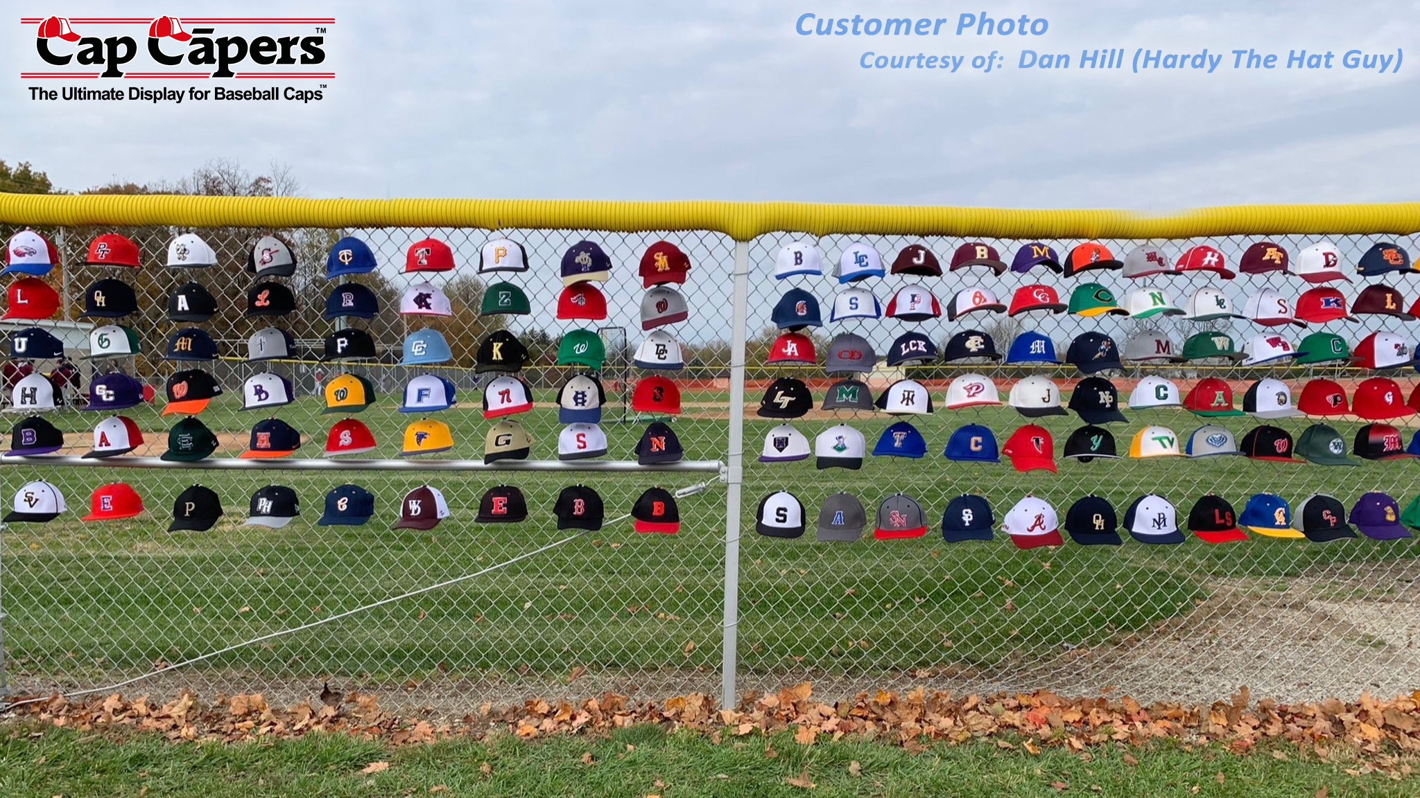 6 Baseball Cap Display; Wall Mounted Hat Rack; Baseball Cap Storage & Organization; Great for Cap Collectors 