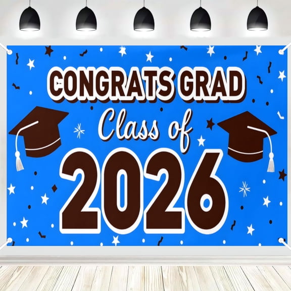 Class of 2026 Graduation Backdrop Congrats Grad Photo Booth Banner Polyester Party Background 16x24in