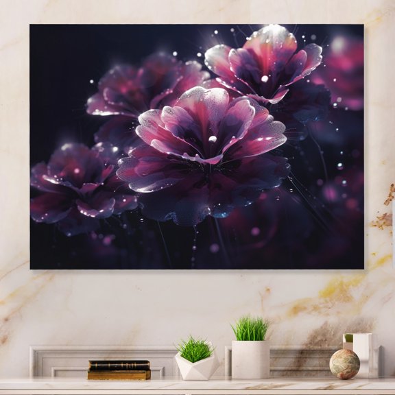 DESIGN ART Designart "Purple Serene Magnolias I" Floral Magnolias Metal Wall Art 32 in. wide x 16 in. high
