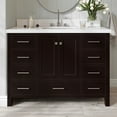 thumbnail image 6 of ARIEL 49" Bathroom Vanity with 1.5" Edge Pure White Quartz Countertop & Backsplash, Center Rectangular Sink, 2 Soft Closing Doors, 9 Full Extension Dovetail Drawers, Brushed Nickel -Espresso, 6 of 8