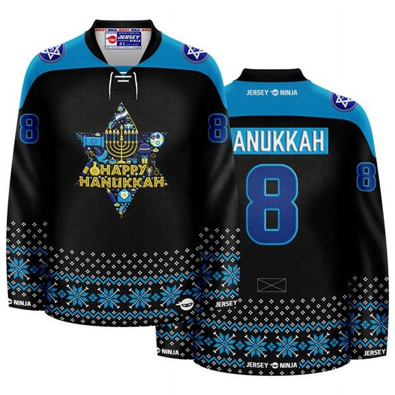 Hanukkah Star of David Collage Black Holiday Hockey Jersey