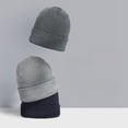 thumbnail image 2 of El gorro de punto de otoño e invierno no es fácil de formar bolitas, sencillo, negro, para hombre, con gran circunferencia de la cabeza, a la moda, gorro frío, gorro cálido de algodón y lana para, 2 of 5