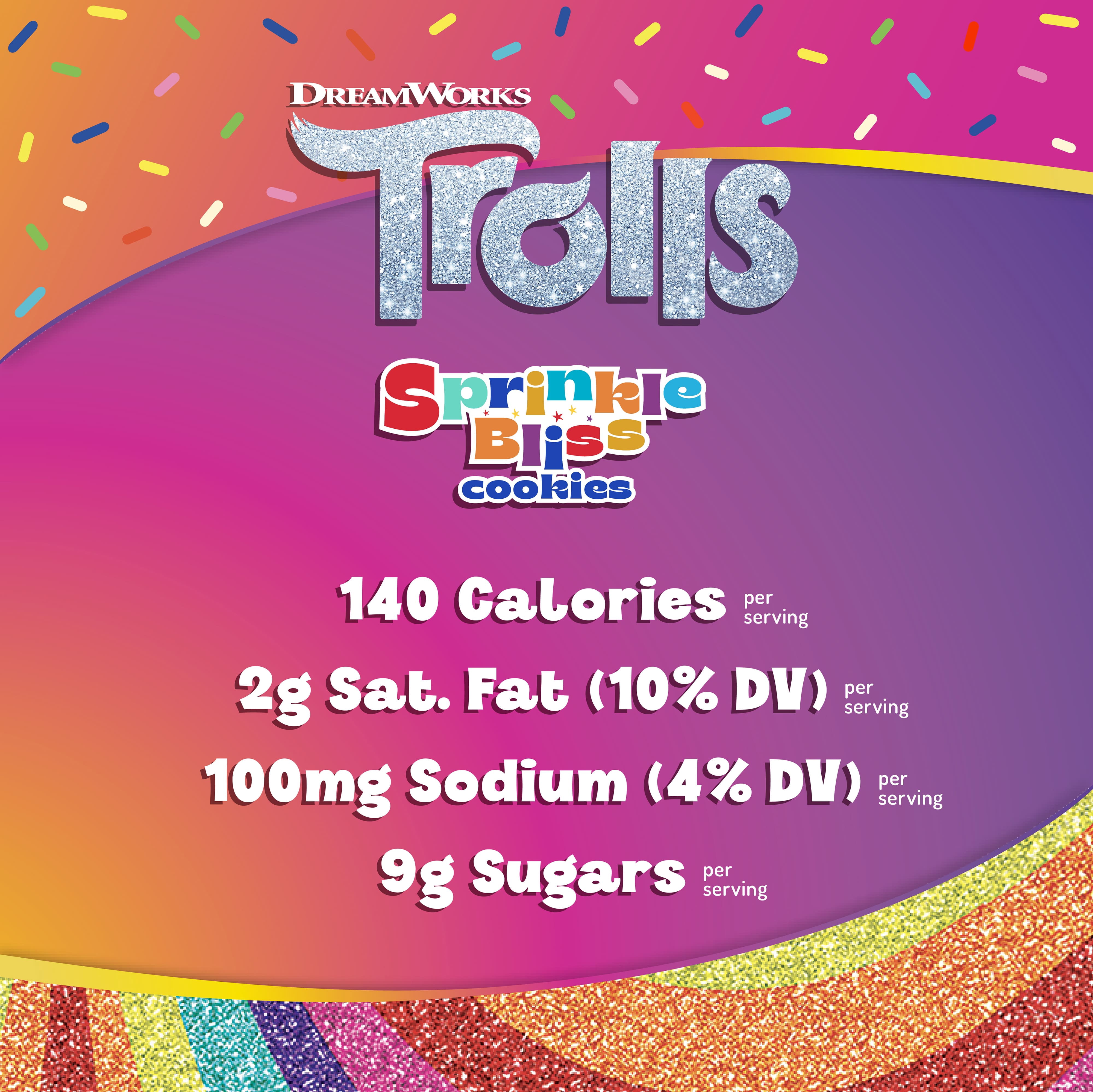 Snackorama Trolls Sprinkle Bliss Cookies, Birthday Cake Square Treats, 20 oz Bag (Shelf-Stable)
