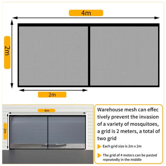 Retractable Screen Door Mesh, Garage Door Screen - 13.1 x 6.5ft Fiberglass Durable Heavy Duty Magnetic Garage Door Screen RetractableHands Free for Patio Workshop Home Gym Sun Room, Black