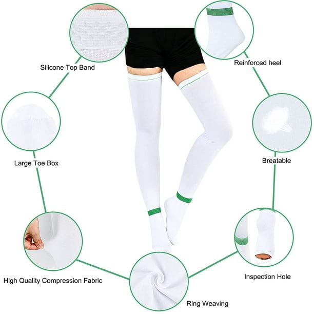  T.E.D. Anti Embolism Stockings for Women Men Thigh High, 15-20  mmHg Compression TED Hose with Inspect Toe Hole : Health & Household