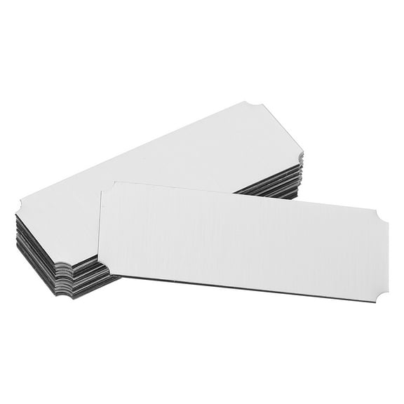 Uxcell 12 Pcs Blank Name Plates, 2.8 x 1" Engraved Metal Name Plate Laser Strong Adhesive Nameplate Stainless Steel Custom Blank Plates for Signs DIY Crafts, Silver Notched Corner