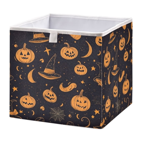 Foldable Fabric Storage Bin Home Cubes Clothing Organizer Bins Large Collapsible Box Basket for Home Organizer Pumpkins Halloween Pattern