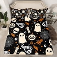 thumbnail image 2 of Feelyou Kawaii Ghost Pumpkin Twin Sheet Sets, Happy Halloween Twin Fitted Sheet, Skeleton Spider Web Flat Sheet, Luxury Bedroom Decor,3 Pieces, 2 of 7