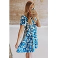 thumbnail image 5 of Women's Blue Floral Loose Dress with Ricrac Trim - Short Sleeve, 5 of 7