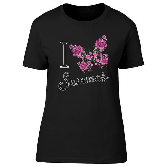I Love Summer Butterfly Graphic T-Shirt Women -Image by Shutterstock, Female x-Large